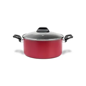 Caçarola Anis Pro-Flon Antiaderente 2,5L 20cm Tampa de Vidro Brinox Vermelho