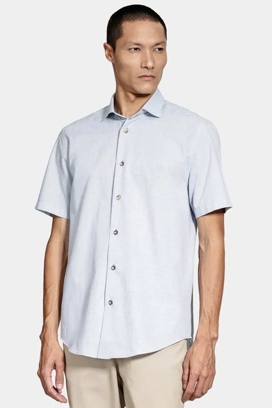 Camisa Manga Curta Slim Algodão Flame Soft Azul - GG