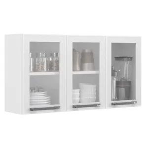 Armário Aéreo Triplo Itatiaia Florença com 3 Portas e 2 Prateleiras - 105cm de largura Branco