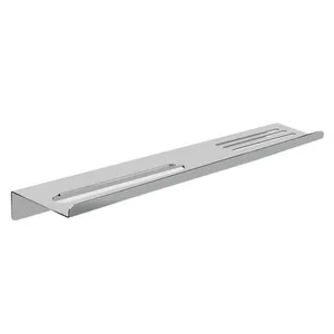 Prateleira Suporte Para Banheiro Escovado Grega Aço Inox 70cm