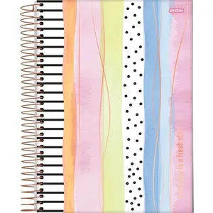 Caderno JANDAIA Capa Dura com Espiral La Creme 10 Matérias 160 Folhas