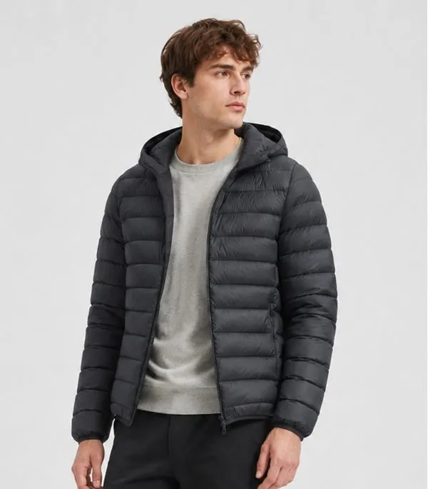 Jaqueta Masculina Puffer Com Capuz All Free Cinza M