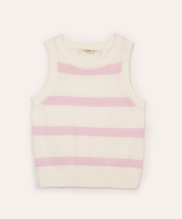 regata de tricot infantil listrada rosa 10