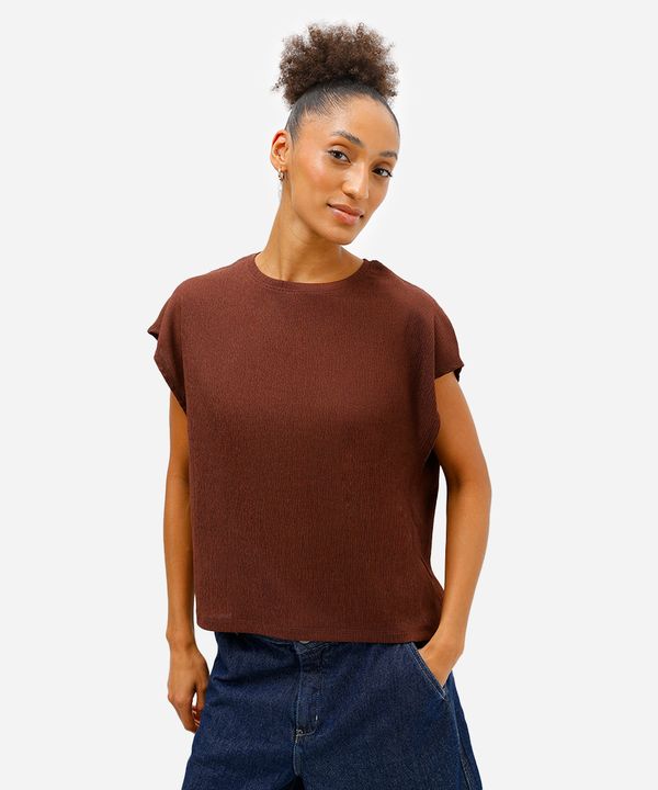 blusa muscle feminina texturizada básica marrom G