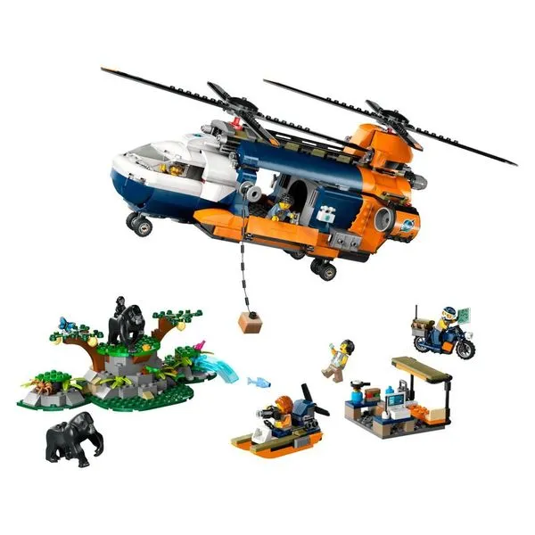 Brinquedo de Construção City Helicóptero Jungle Explorer no Acampamento Base 881 Peças Lego Brinquedo de Construção City Helicóptero Jungle Explorer 881 Peças Lego