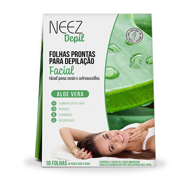 Folhas para Depilação Facial Neez Aloe Vera com 16 Unidades FOLHAS DEP FACIAL NE