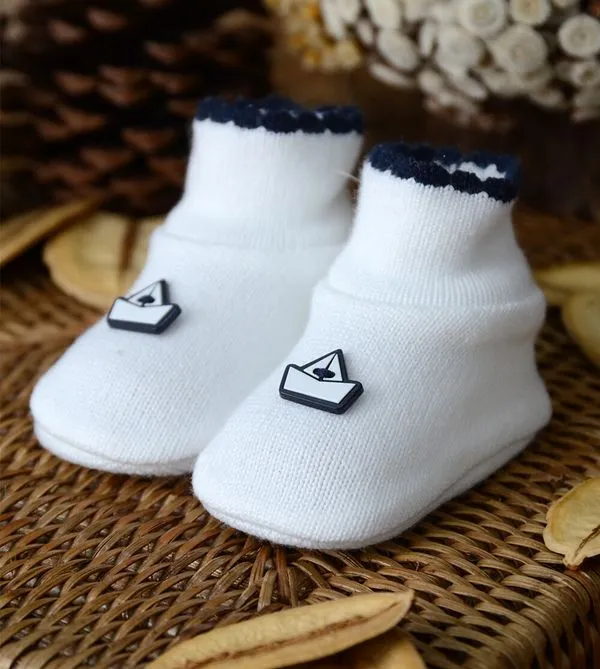 Sapatinho para Bebê Barquinho Tam. RN Branco -