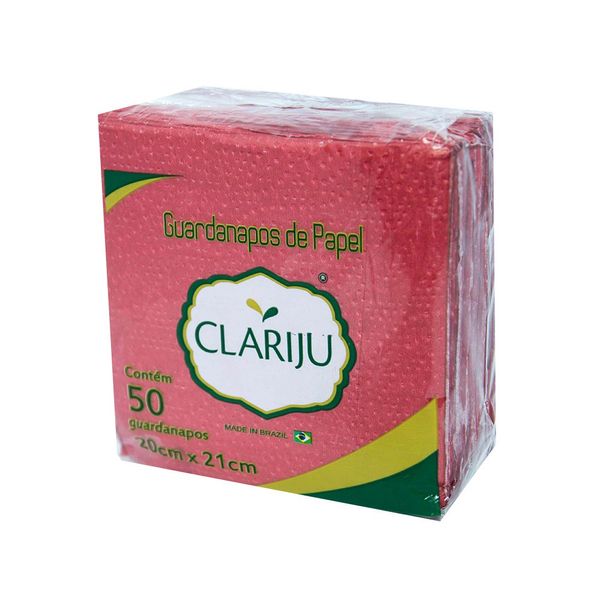 Guardanapo Liso Clariju om 50 Unidades Vermelho