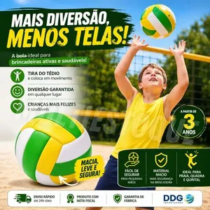 Bola Infantil de Vôlei em Vinil Inflável DDG5101 Brinquedo Macio para Criança 3+ DDG Toys Bola Infantil de Vôlei em Vinil Inflável DDG5101 para Criança 3+ DDG Toys