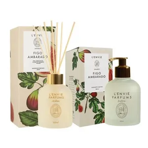 Kit Difusor de Perfumes e Sabonete Líquido 200ml Figo Ambarado Arabesc Frutal para Ambiente L'envie Kit Difusor de Perfumes e Sabonete Líquido 200ml Figo Ambarado Arabesc Frutal L'envie