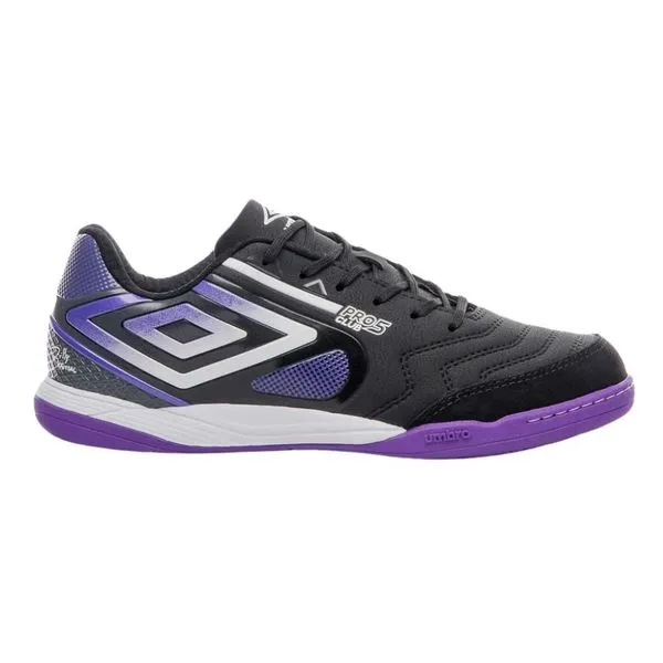 Chuteira Futsal N°42 Umbro Pro 5 Bump Club Preto E Roxo (MP)