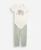 conjunto de algodão infantil elefante xadrez verde 3-6