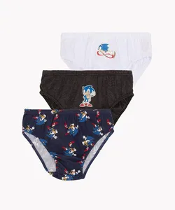 kit de 3 cuecas de algodão infantil sonic colorido 10