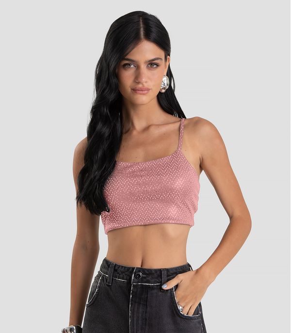 Top Feminino de Alça em Malha Lantejoula Dianna Unica G