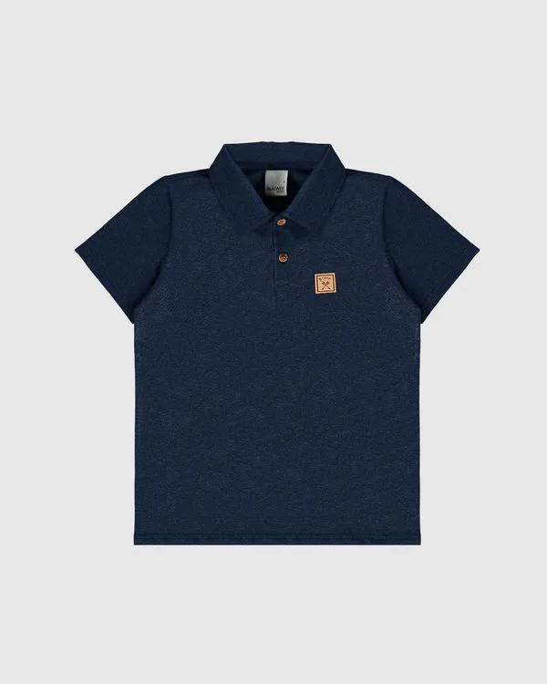 Camisa Polo Infantil Menino Etiqueta Peitoral Brave Malwee Kids Azul - 12