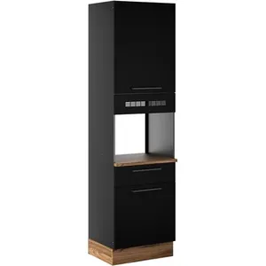 Kit Forno 2 Potas e 1 Gaveta Itatiaia Grafite Com Preto Amadeirado