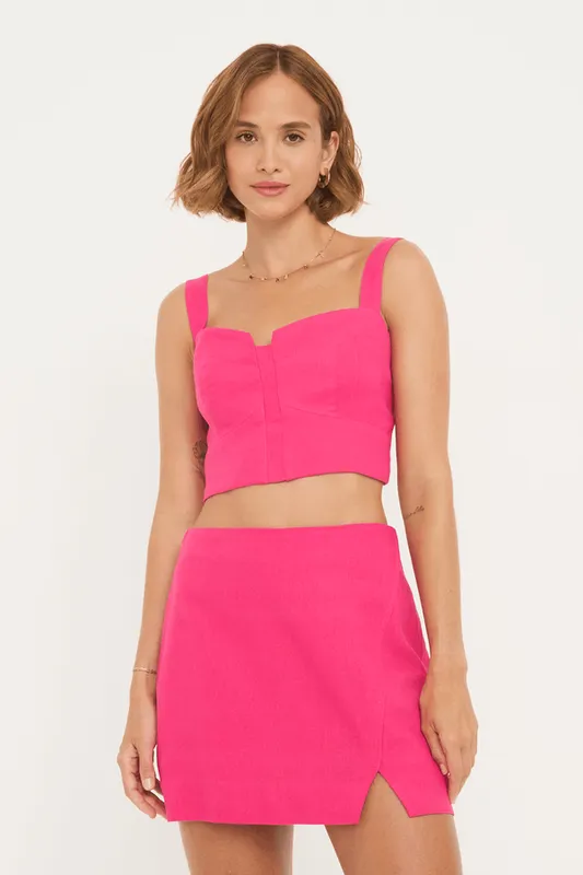 short saia dania fenda frente zíper costa ROSA PITAYA GG