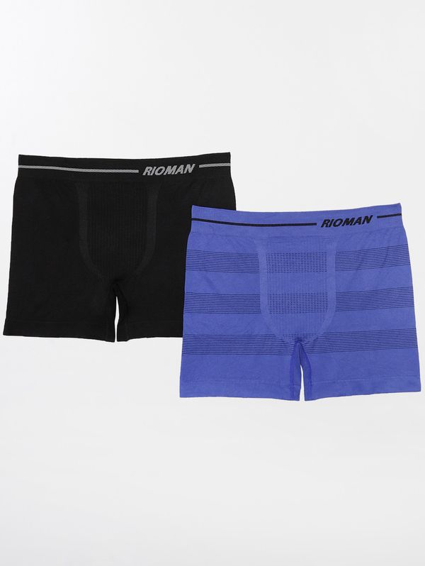 Kit com 02 Cuecas Boxer Masculinas Azul/Preto M