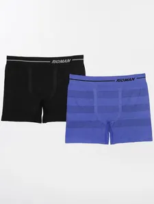 Kit com 02 Cuecas Boxer Masculinas Azul/Preto M