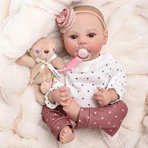Boneca Reborn Corpo de Silicone Olhos Castanhos