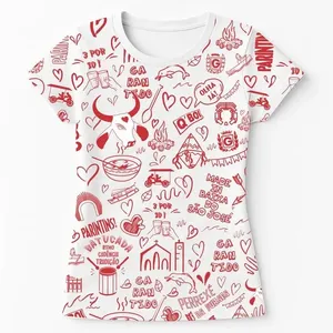 Baby Look Gibi Q'Boi Garantido Branco E Vermelho M (MP)