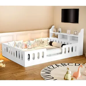 Cama Infantil Casal Helo com Nicho e Grade de Proteção Madeira Branco Hêlo Móveis Cama Infantil Casal Helo com Nicho Grade Proteção Branco Hêlo Móveis