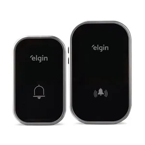 Campainha sem Fio Conjunto Preto Alcance Até 280m 36 Toques 8 Níveis de Volume Bivolt Automático Elgin Campainha sem Fio Conjunto Preto Alcance Até 280m 36 Toques Bivolt Automático Preto Elgin