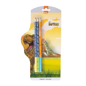 Kit Escolar BRW Raptors com 3 Lápis HB + 1 Borracha