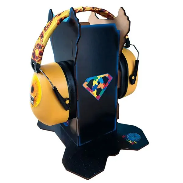 Abafador de Ruido para Autistas e Atipicos 25 db Infinity Yellow com suporte Infinity Black