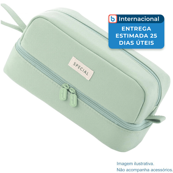 Estojo com 2 Compartimentos Angoobaby Verde A-MBI