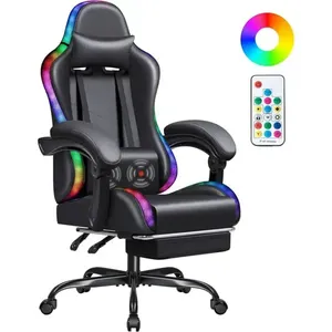 Cadeira Gamer Homall com Apoio para os Pés e Luzes RGB Preto A-BI