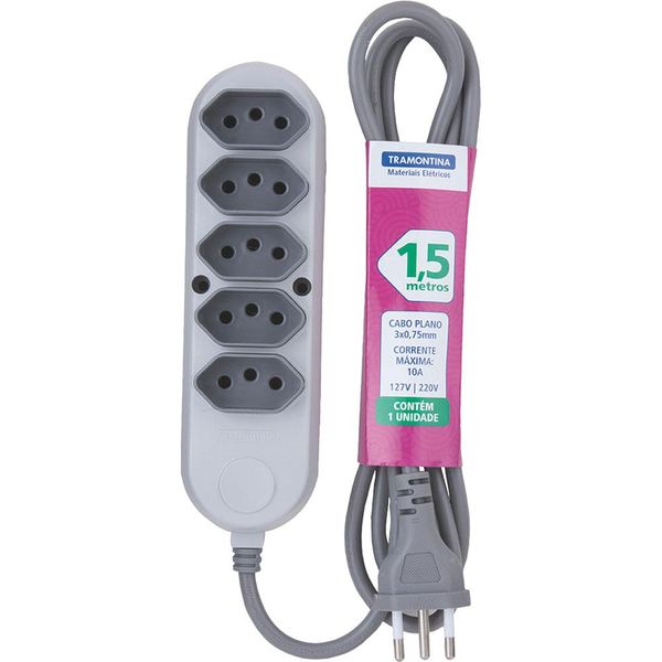 Extensão Múltipla 5 Tomadas 2p+t 10 A 250 V Tramontina 1,5 M Tramontina