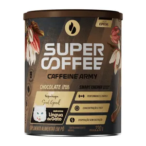 Suplemento Alimentar Supercoffee Caffeine Army Kopenhagen Sabor Chocolate Língua de Gato 220g