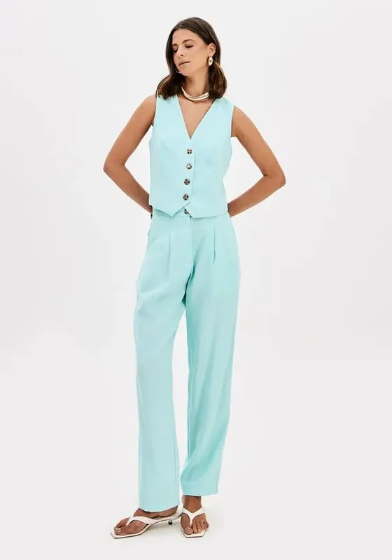 Calça Carrot De Cintura Alta Azul PP