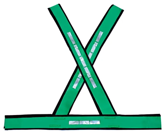 Colete sinal tipo "X" verde com refletivo noturno - BRASCAMP