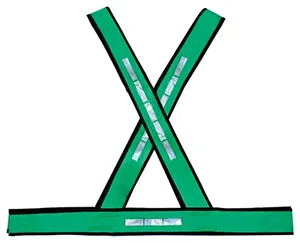 Colete sinal tipo "X" verde com refletivo noturno - BRASCAMP