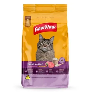Ração Baw Waw Gato Castrado Carne e Arroz 2,4kg
