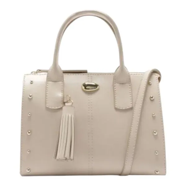 Bolsa Tote Anacapri Pequena Com Tachas Bege (MP)