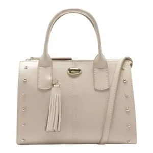 Bolsa Tote Anacapri Pequena Com Tachas Bege (MP)