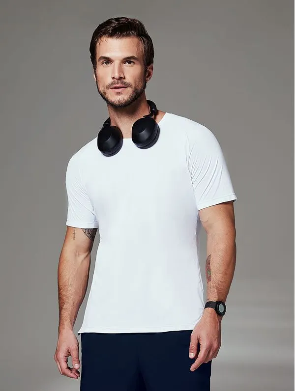 Camiseta Fitness Masculina Raglan Manga Curta Training Branco G