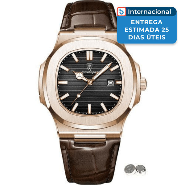 Relógio Masculino Poedagar Marrom e Preto SL28 J-MBI
