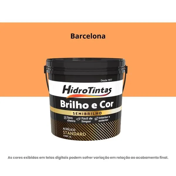 Tinta Acrílica Standard Semibrilho Hidrotintas 3L Brilho E Cor Barcelona (MP)