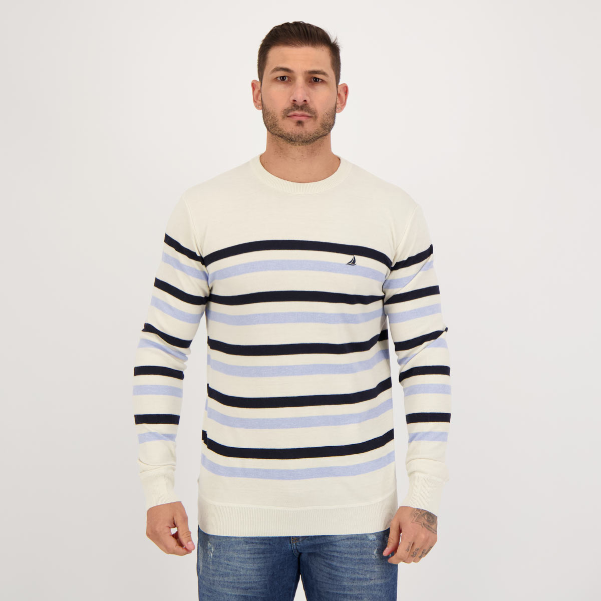 Suéter Balboa Striped Off White e Marinho