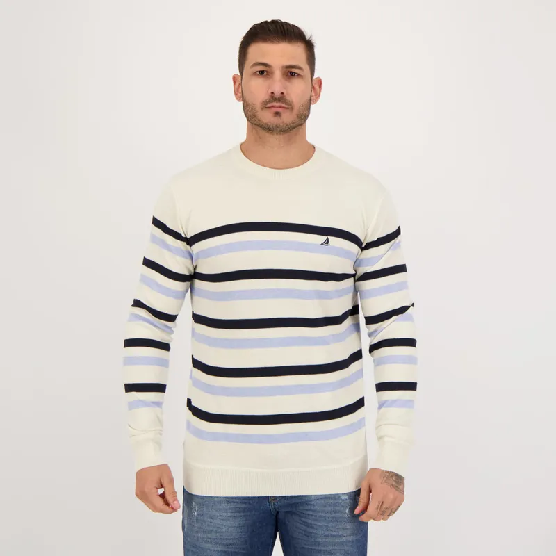 Suéter Balboa Striped Off White e Marinho
