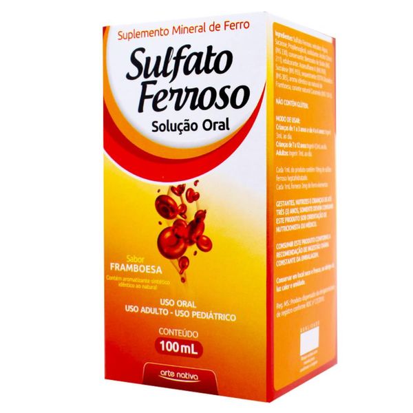 Sulfato Ferroso 100ml Sabor Framboesa