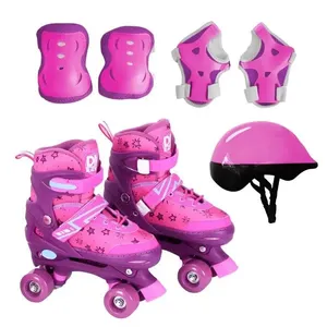 Kit Patins Roller Ajustável 38 a 41 com Capacete e Proteções Rosa DM Toys Kit Patins Roller Ajustável 38 a 41 com Proteções Rosa DM Toys