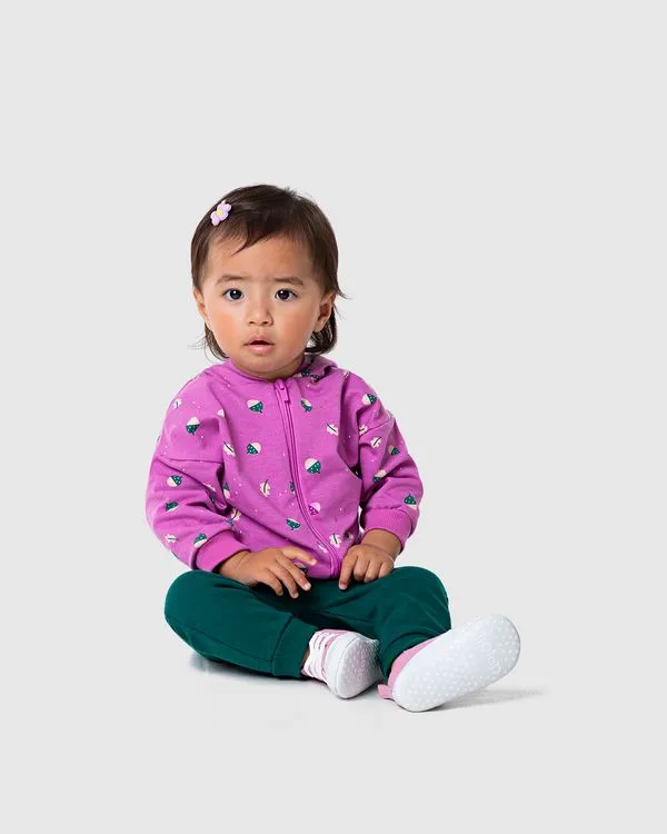 Conjunto Infantil Menina Jaqueta Estampada Em Moletom Malwee Kids Roxo - 2