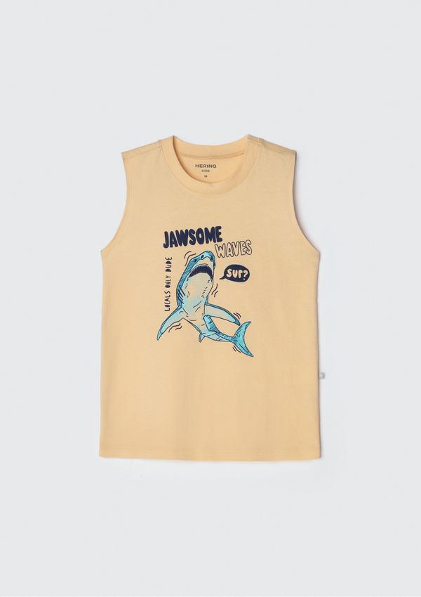 Regata Infantil Menino Em Malha De Algodão Com Estampa - Amarelo 012