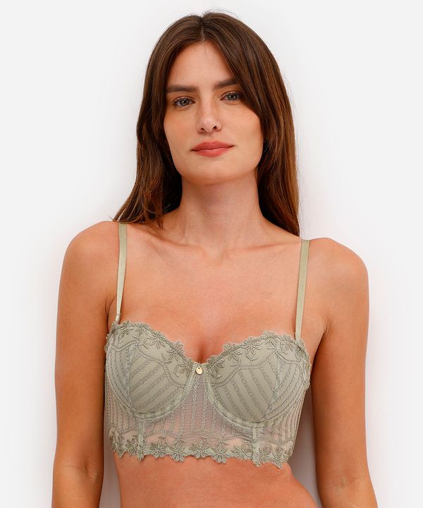 sutiã meia taça feminino com renda alça removível verde 40