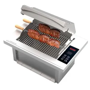 Churrasqueira Elétrica de Embutir Digital 220V Ched com Tampa Removível Grelha Plana e Argentina Saro Churrasqueira De Embutir Saro Elétrica Digital Ched 220V